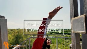 Nataly kickboxing POV and sparring at the lighthouse