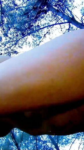 Guy fucks his skinny girlfriend Zoe Nil in the woods and gives her cumshot.