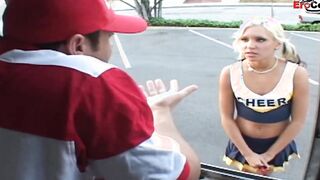 Slim blonde college Barely Legal with small melons pick up for spontaneous vehicle sex