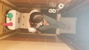 Anastasia Mistress fuck Sasha Earth slave with strap on in the toilet filming in cameras on the ceiling