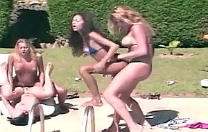 Orgy screwing party near the pool