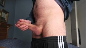 Wanking in Adidas sweat pants