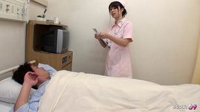 japanese nurse gibe blowjob and titfuck to two patients in hospital