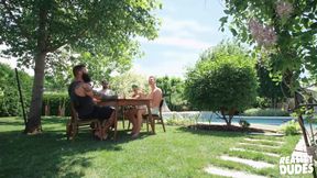 REALITY DUDES - Stepson Benjamin Blue Gets Naughty At The Barbecue And Sucks Stepdad Markus Off Behind The Grill
