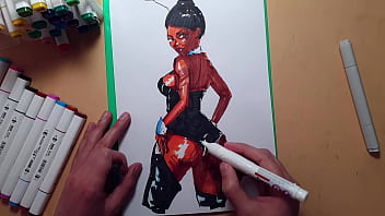 Quick marker sketch of a juicy sexy girl , big ass