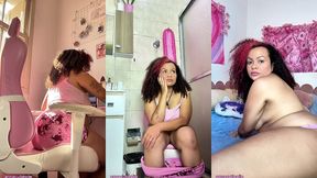 chubby ebony giantess fart domination punishes tiny man