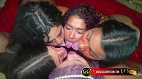 five-way kiss while sucking a dick