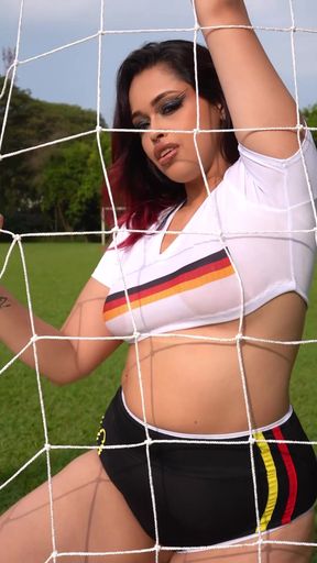 Sporty Girl in Soccer Goal