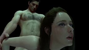 cute brunette girl loves anal standing up with her hands pulled back - 3d porn