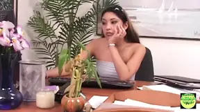 Asian blonde daydreams of perfect body caress and drilling