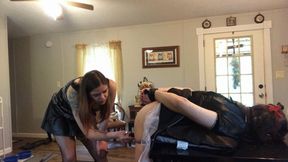 Anal stretching for Sissy's tight asshole