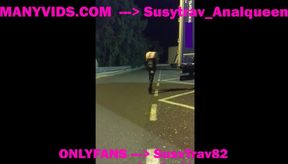lot lizard caught sissy crossdresser begging for bukkake creampie from thirsty truckers