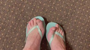 Come and worship my small dainty feet in my flip flops!
