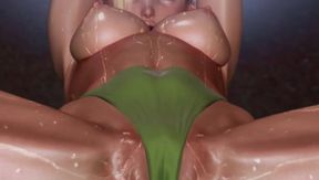 Cammy from street fighter on a yoga ball