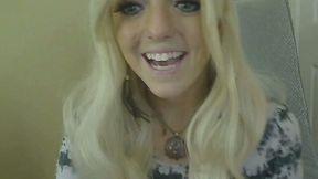 Watch Blonde Slut Gagging Dildo And Masturbating