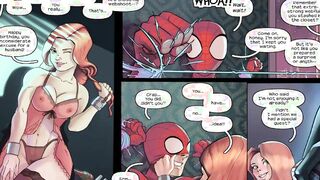 Spiderman - Red and white Gifts - FETISH double penetration Strap-On Vibrator FFM Three-Way - Hentai Parody