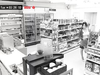 Busty Japanese brunette is about to get banged in a local shop, instead of paying for groceries