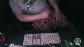 Night Time Masturbation Tease at My Computer with the Webcam on and the Night Time Ready for Action
