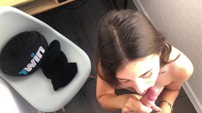 Beauty got boyfriend's attention and he give cock as a reward! She suck and fuck him on top - cum on big ass