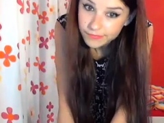 Small titted brunette teen fingering on the bed