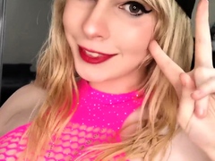 Sexy Shemale With Big Tits Jerking Her Huge Cock Off