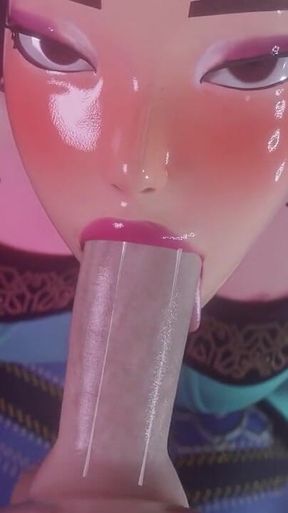 [kpop Demon Hunters] Zoey Sloppy Blowjob 3D Animation