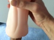 Perverted Pig uses this Toy to Insert his Big Hard Wet Cock, and Cums Inside Obviously Bareback