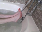 fluffy bush takes a bath and admires hairy legs footfetish GinnaGg