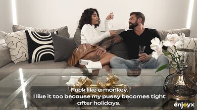 Exotic stunner Venus Afrodita shows her divine charms to a tattooed sex god