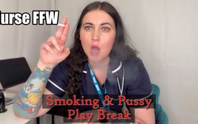 Stressed Nurse Takes a Smoke Break, Flashes Tits & Plays with Pussy