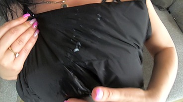 MilfyCalla very shiny Leggins and A Lot Of Cum On New Puffy DownJacket 171