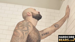 HardcoreBears.com - Bear washes his furry body and spanks his thick beefy ass