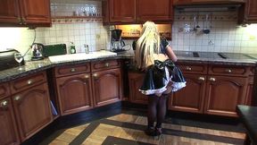 savannah gold gets fucked from behind in a latex french maids uniform
