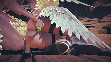 Angewomon takes anal beads - Digimon Hentai Parody