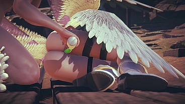 Angewomon takes anal beads - Digimon Hentai Parody