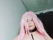 Trap Cosplayer playing with her Dildo
