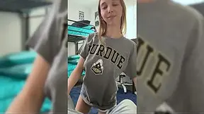Cute college blonde Breezy Bri gives a deepthroat blow job and rides dick