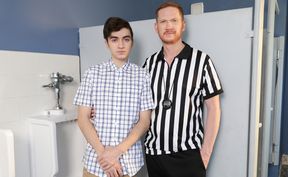 Slender twink gets ass fucks by gay referee