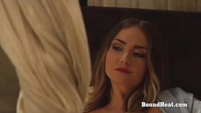 Sweet White Submissive Lesbian Slave Sucks Big Tits While Getting Whipped By Dom