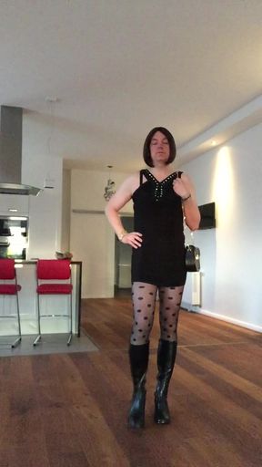 Nicki-Crossdress - cute and sexy in Mini-Dress and sexy Pantyhose (c)2016