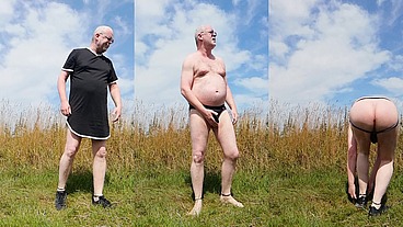 Striptease Check auf einsamen Feldweg