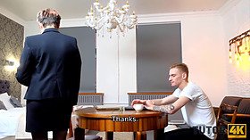 Tutor with short hair nailed by student in several hot poses