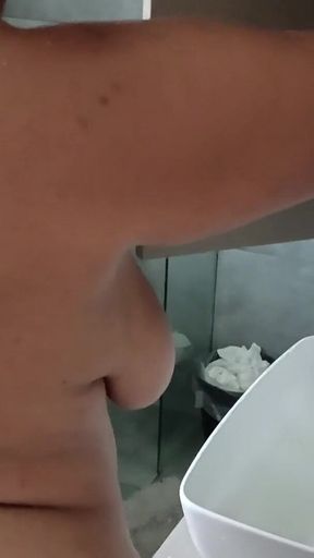 Junior Is Sitting at the Toilet and I Am Cleaning the Bathroom Naked in Front of Him