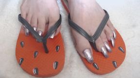 Sexy silver metallic long long toenails