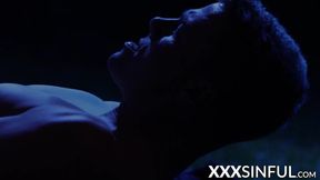 Sensual babe fucked and spunked in the moonlight