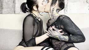 Fishnet, Boots and Strap-on Double Domination Pegging and Dildo Sucking by Chastity sub with Mixstress Vida and Peter Hooke