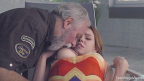 Hot Babe Candy Red Fucks Older Dude by the Pool