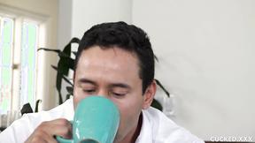 ”Blonde Janna Hicks rides shaft while her hubby watches”