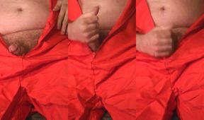 Gay chubby prisoner masturbates with tight hairy bush solo orgasm