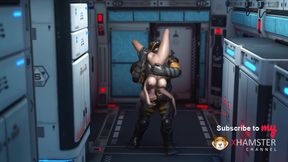 Alien sex at the Mars base camp! A hot horny woman gets the anal fucking